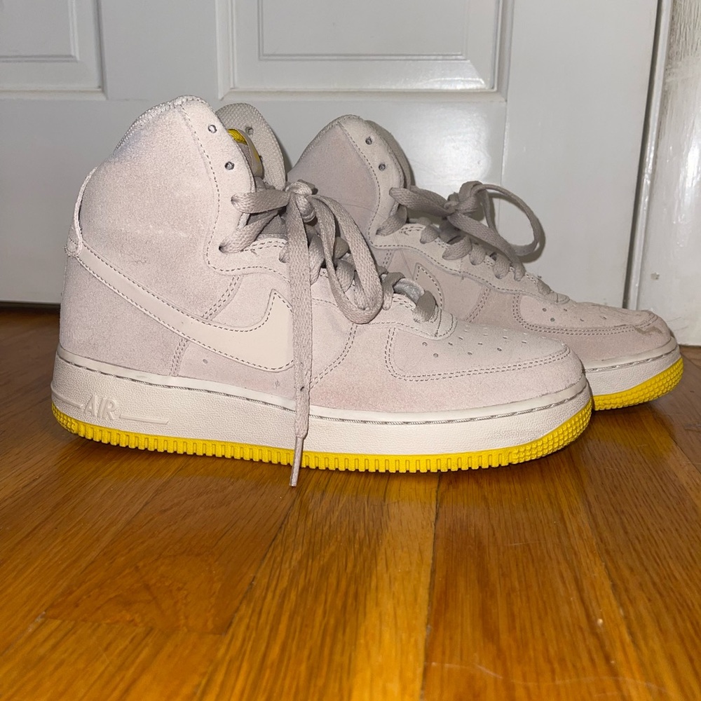 Cream and Yellow Air Force One Nike High Tops